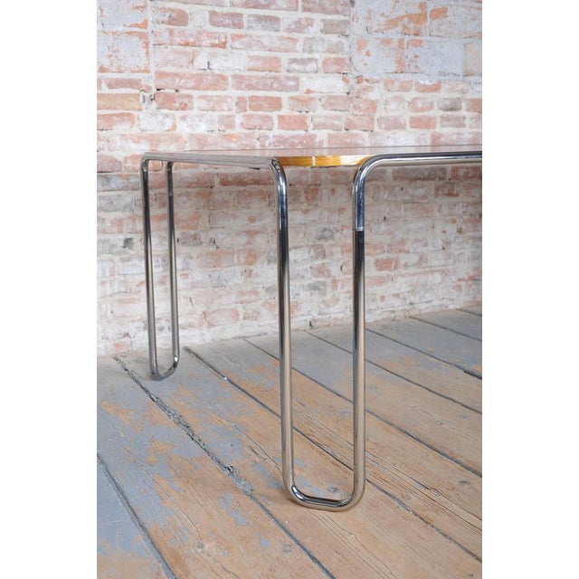 Bauhaus Dining Table, attributed to R. Slezák, Chrome, Polished Oak, Czech, 1930s For Sale - Image 4 of 18