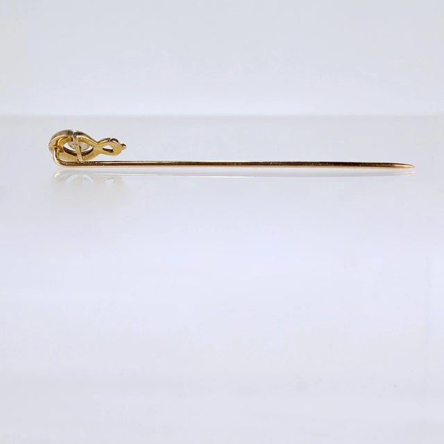 Antique Art Nouveau 10 Karat Gold & Seed Pearl Stick Pin For Sale In Philadelphia - Image 6 of 6
