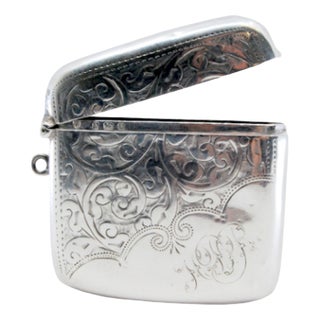 Silver Matchbox with Reliefs and Ring For Sale