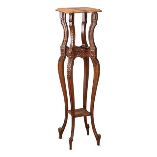 Antique Italian Plant Stand in Carved Walnut, 1800s For Sale