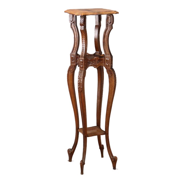 Antique Italian Plant Stand in Carved Walnut, 1800s For Sale