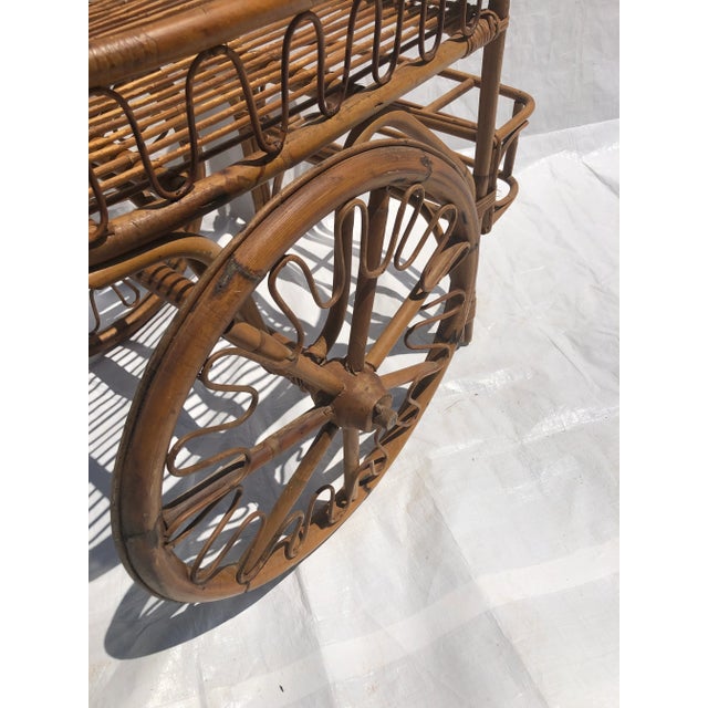 French Vintage French Rattan Bar Cart For Sale - Image 3 of 7