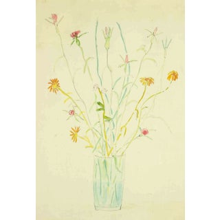 Fiorenzo Tomea, Flower Pot, Original Watercolor, 1950s For Sale