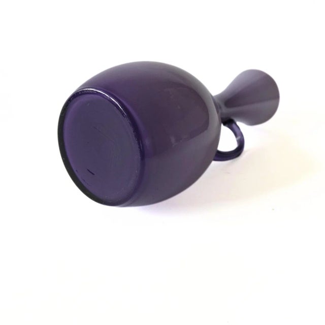 Vintage Handmade art glass purple vase from EKENÄS Sweden mid-century Height 23 Width 9