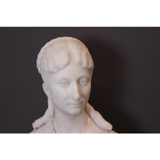 H. F. Iselin, Bust of a Woman, 1873, Carrara Marble For Sale - Image 12 of 17