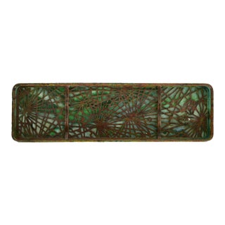 Tiffany Studios New York Pine Needle Bronze and Favrile Slag Glass Pen Tray For Sale