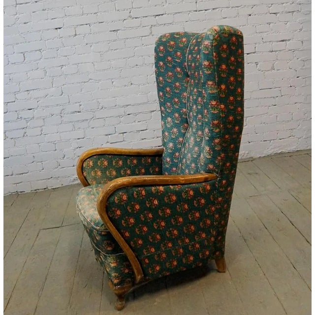 Textile Large Mid-Century High Back Chaise Lounge, France For Sale - Image 7 of 8