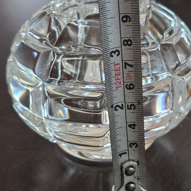 Glass Late 20th Century Orrefors Sweden Crystal 4" Ball Votive Candle Holder Cubist Clear For Sale - Image 7 of 8