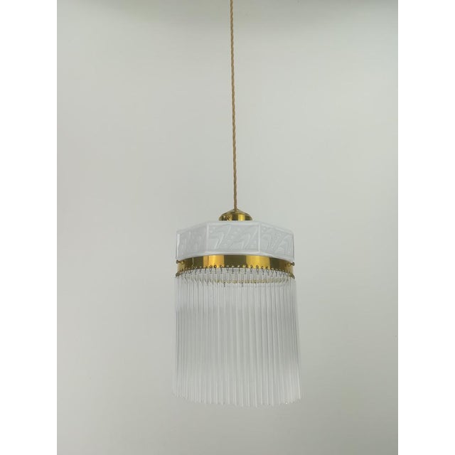 Hanging Lamp with Glass Rods, France, 1920s For Sale - Image 11 of 14