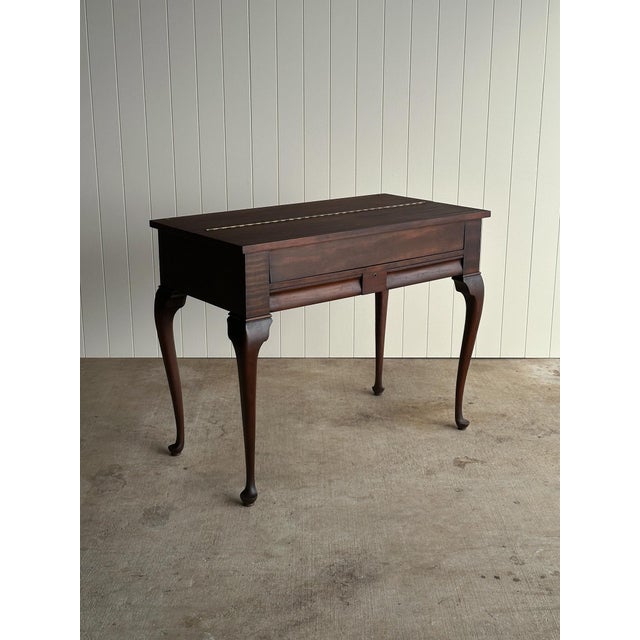 Queen Anne Early 20th Century Antique Mahogany Writing Desk, C. 1900 For Sale - Image 3 of 16