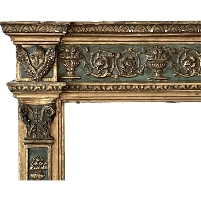 Neoclassical Italian Giltwood and Polychrome Neoclassical Mirror Tuscan Circa 1750 For Sale - Image 3 of 18