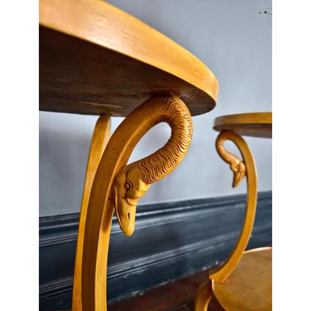 Empire Side Tables with Swan Decor, Italy, Mid-1900s, Set of 2 For Sale - Image 9 of 12