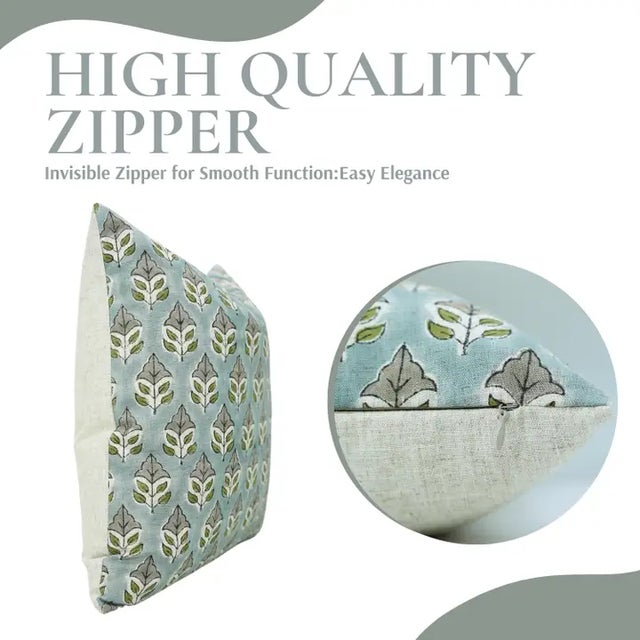 Art Deco Fabdivine Artisan Block Print Throw Pillow Cover 14x14 Inch Viscose Linen-Mayur For Sale - Image 3 of 5