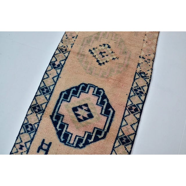 Tan Decorative Handknotted Wool Runner For Sale - Image 8 of 10