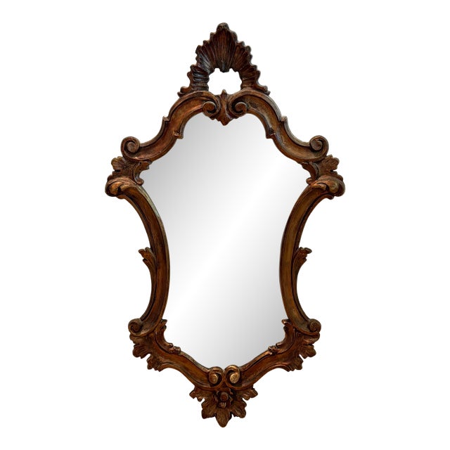 Midcentury Italian Rococo Style Mirror 25.75” X 11.25” For Sale