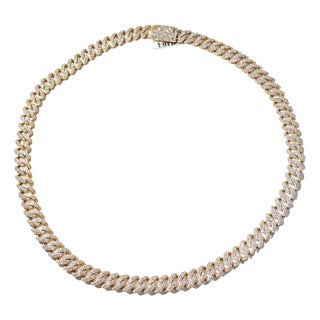 10kt Yellow Gold 8 1/3 Ct Natural Diamond Necklace 10mm 20in For Sale