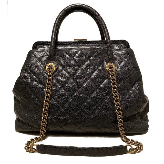 Chanel Chanel Glazed Caviar Large Frame Tote Bag For Sale - Image 4 of 11