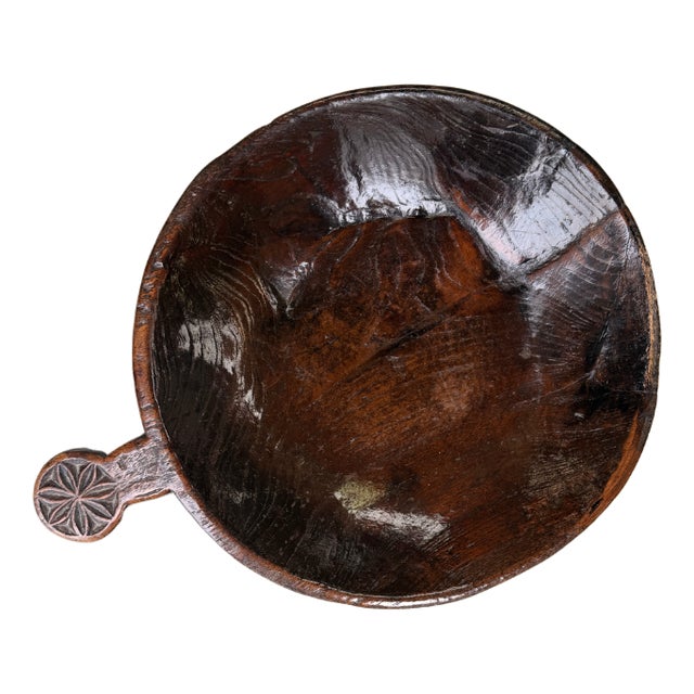 European Dark Wooden Dough Mixing Bowl, 1890s For Sale