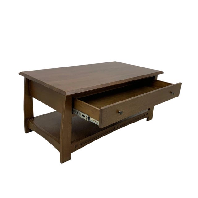 Brown Mission Crofter Style 1 Drawer Coffee Table - Model A32 For Sale - Image 8 of 10