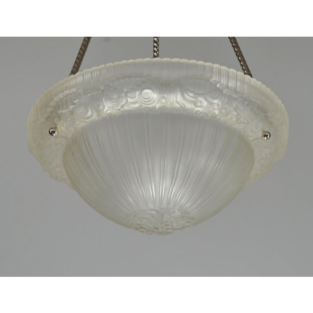 French Art Deco Pendant Light by Georges Leleu 1930 France For Sale - Image 9 of 13