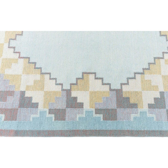 Doris Leslie Blau Mid-Century Swedish Geometric Slate Gray Flatweave Wool Carpet For Sale - Image 9 of 9