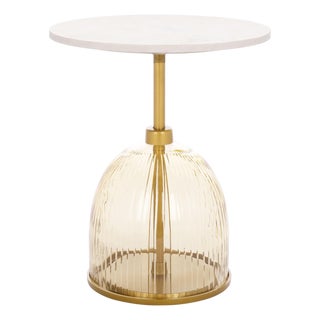 Kashi Round Side Table in Grey / White For Sale