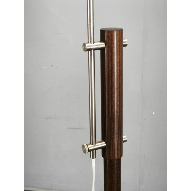 Vintage German Adjustable Oak and Metal Floor Lamp with Handmade Paper Shade, 1970s For Sale - Image 11 of 16
