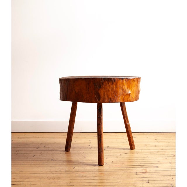 American 19th Century Butcher Block Side Table, American For Sale - Image 3 of 6