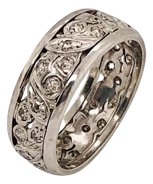 14 Karat White Gold Eternity Wedding Band or Fashion Ring 1 Carat TDW