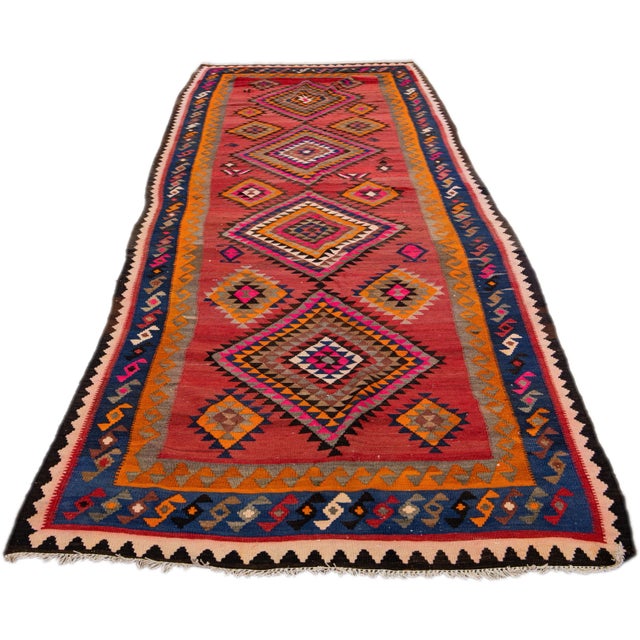 Tribal 1960s Vintage Turkish Kilim Multicolor Handmade Tribal Wool Runner For Sale - Image 3 of 10