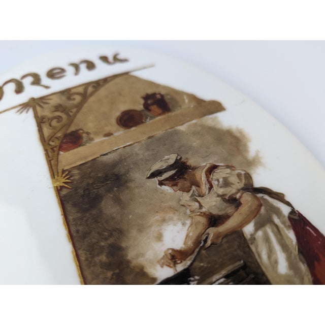 Ceramic Luis Taberner y Montalvo, Menu Plate, Madrid, Spain, 1896, Oil on Porcelain For Sale - Image 7 of 9