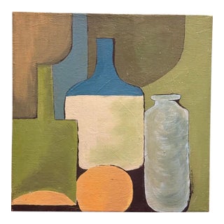 1970s Mid Century Modern Painting of Still Life Vases Signed For Sale