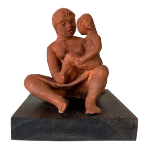 Vintage Mother and Child Terracotta Sculpture