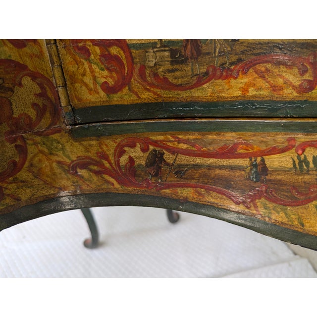 Antique Venetian Style Lacquered Wood Vanity Table and Desk With Folding Storage Wings and Mirror For Sale - Image 11 of 18