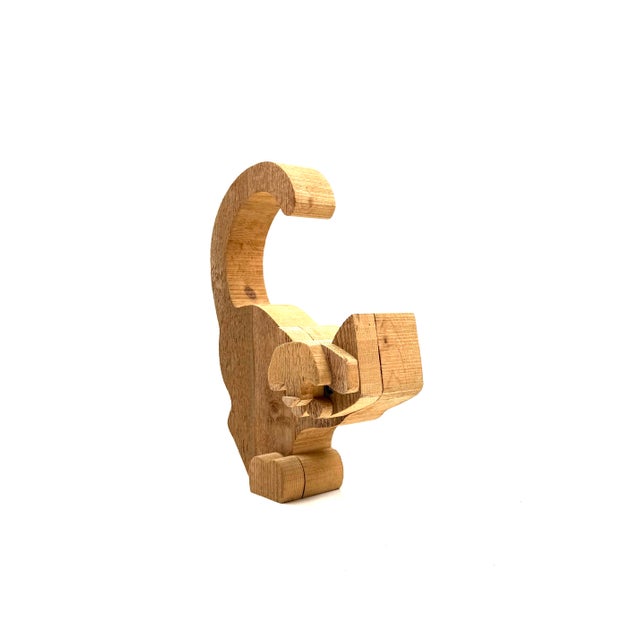 Brown Bottega Michelangeli, Cat Wood Sculpture, Orvieto Italy 1970s For Sale - Image 8 of 11