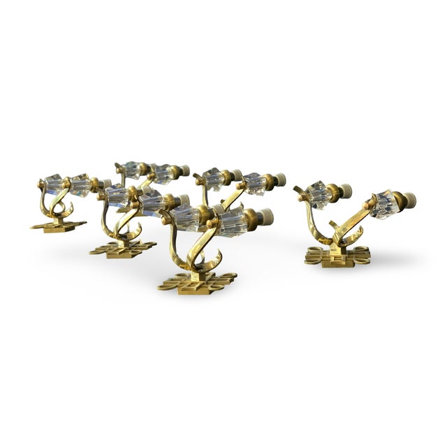 Pair of 1950s Vintage Jules Leleu French Art Deco Brass Wall Sconces For Sale - Image 9 of 9