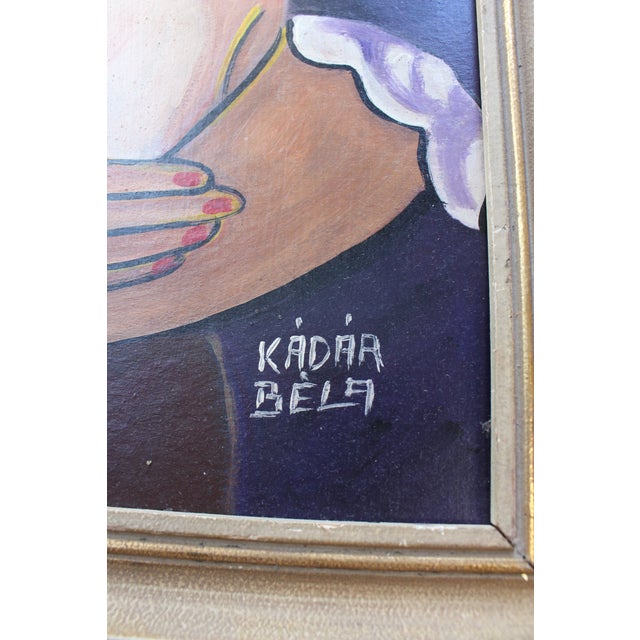 Goldenrod 1960s Béla Kádár (Attr.) — Modernist Figural Composition Madonna With Child For Sale - Image 8 of 10