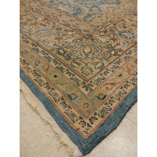 Antique Persian Mashad Carpet, Handmade Oriental Rug, Soft, Taupe, Lt Blue Beige For Sale - Image 14 of 18
