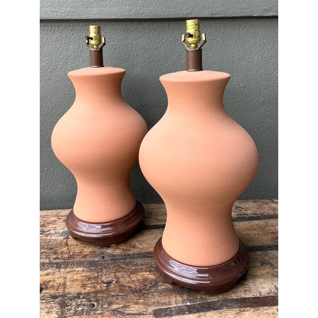 Vintage Terracotta Table Lamps - Pair For Sale - Image 9 of 18