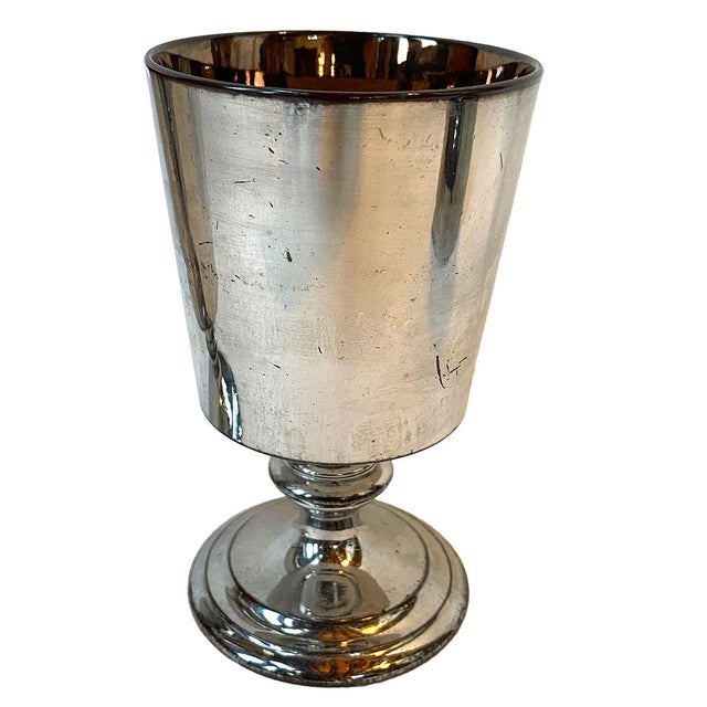 Early 19th Century Two 19th Century English Staffordshire Georgian Silver Luster Pottery Goblets For Sale - Image 5 of 10