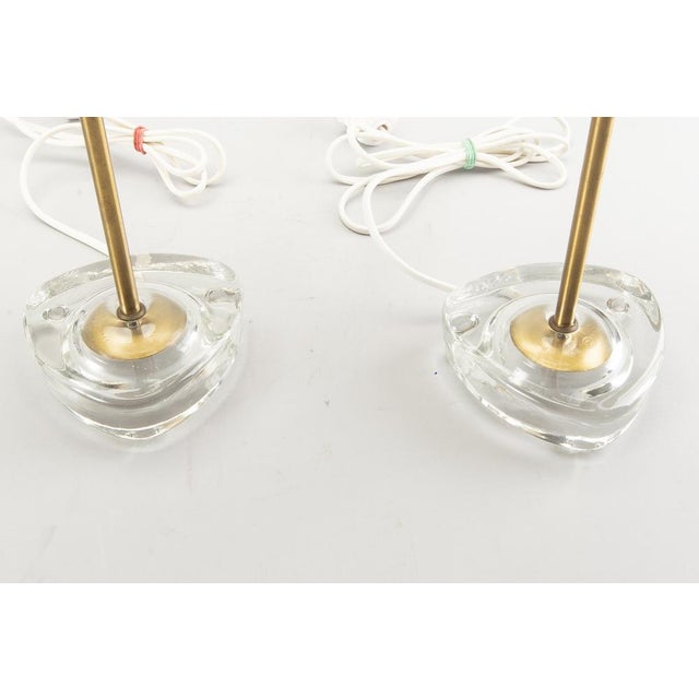 Table Lamp in Glass with Original Straw Shades from Boréns Boras, 1960, Set of 2 For Sale - Image 4 of 5