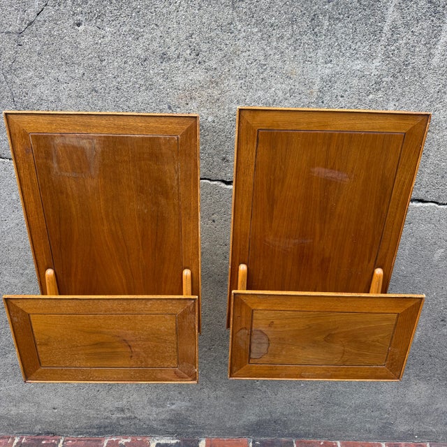 Wood Pair of Copenhagan Two Tier Walnut End Tables by Lane Furniture For Sale - Image 7 of 12