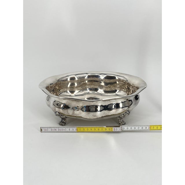 Large Antique 800 Silver Bowl on Lion Feet, Germany For Sale - Image 13 of 14