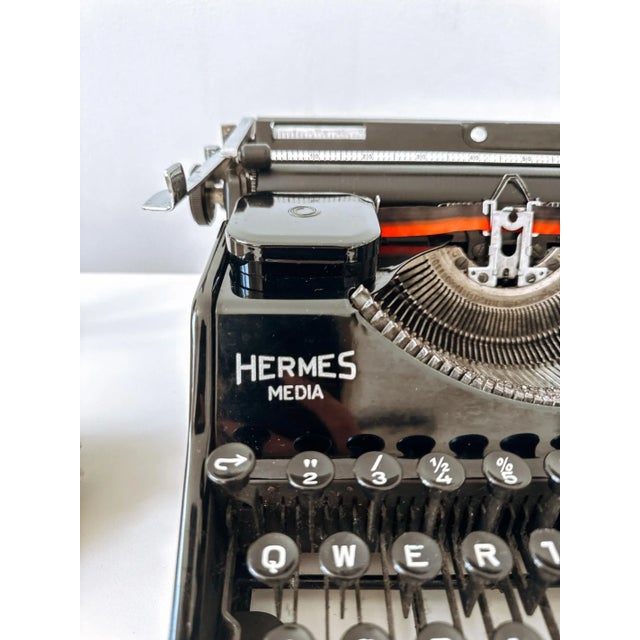 Black Vintage Hermes Media Black Typewriter from Paillard, 1940s For Sale - Image 8 of 16