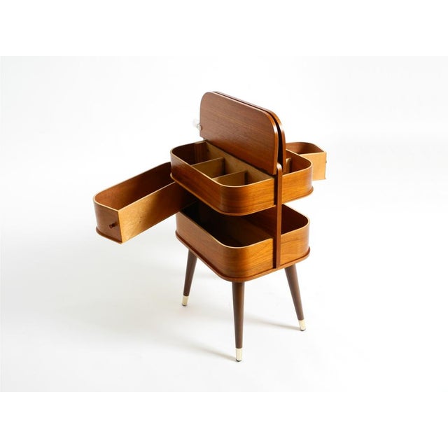 Mid-Century Modern Sewing Box with Teak Veneer and Many Compartments, 1950s For Sale - Image 11 of 18