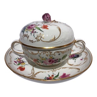 Mid-19th Century Golden Porcelain Covered Cup from Meissen, Set of 3 For Sale