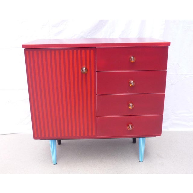 Vintage Cabinet 1 Door 4 Drawers, 1950s For Sale - Image 10 of 10