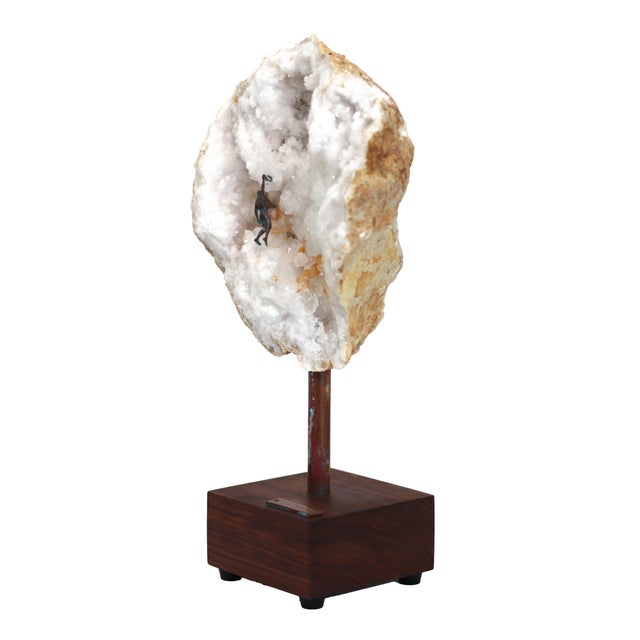 Contemporary Climb 001 - Original Mixed Media Figurative Geode Sculpture for Table or Desk by Kevin Perrault For Sale - Image 3 of 11