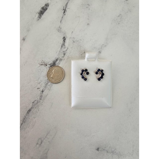 Contemporary Question Shaped Sapphire Studs 14k Yellow Gold, 2 Pieces For Sale - Image 3 of 3