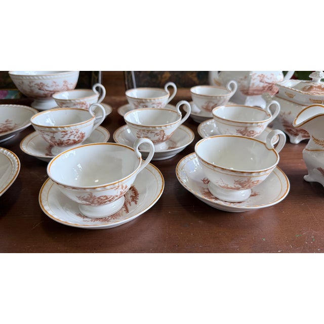 Early 19th Century Rare Antique English Bone China Bat Printed Tea Service, by Ridgway, Pattern 1684/2, Circa 1830s - 22 pcs For Sale - Image 5 of 18